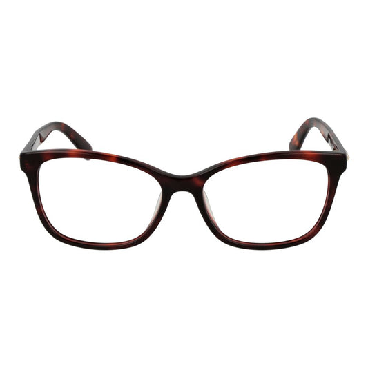 Longchamp Red Women Glasses Frame with full-rim cellulose acetate material, demo lenses, and rectangle style, size 54-16-140.