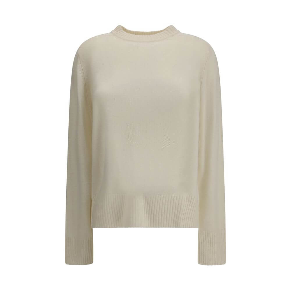 Loulou De Saison Cream Cashmere Cashmere Sweater with loose fit and ribbed crew neck for AW25 season.