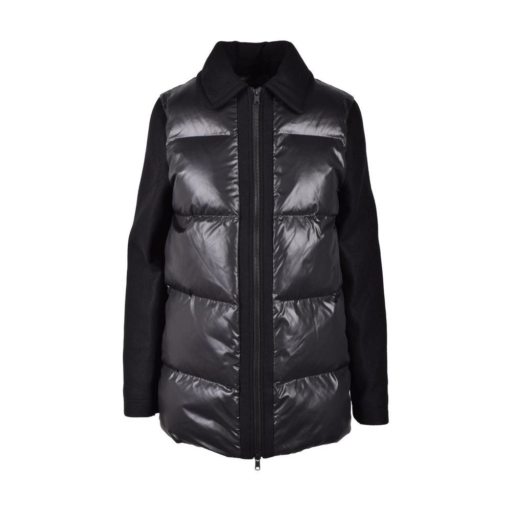Love Moschino Black Polyester Clothing - Women's Puffer Jacket with Padded Front and Smooth Fabric Sleeves