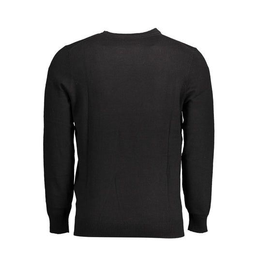 Lyle & Scott Black Cotton Sweater, long-sleeved round neck with logo