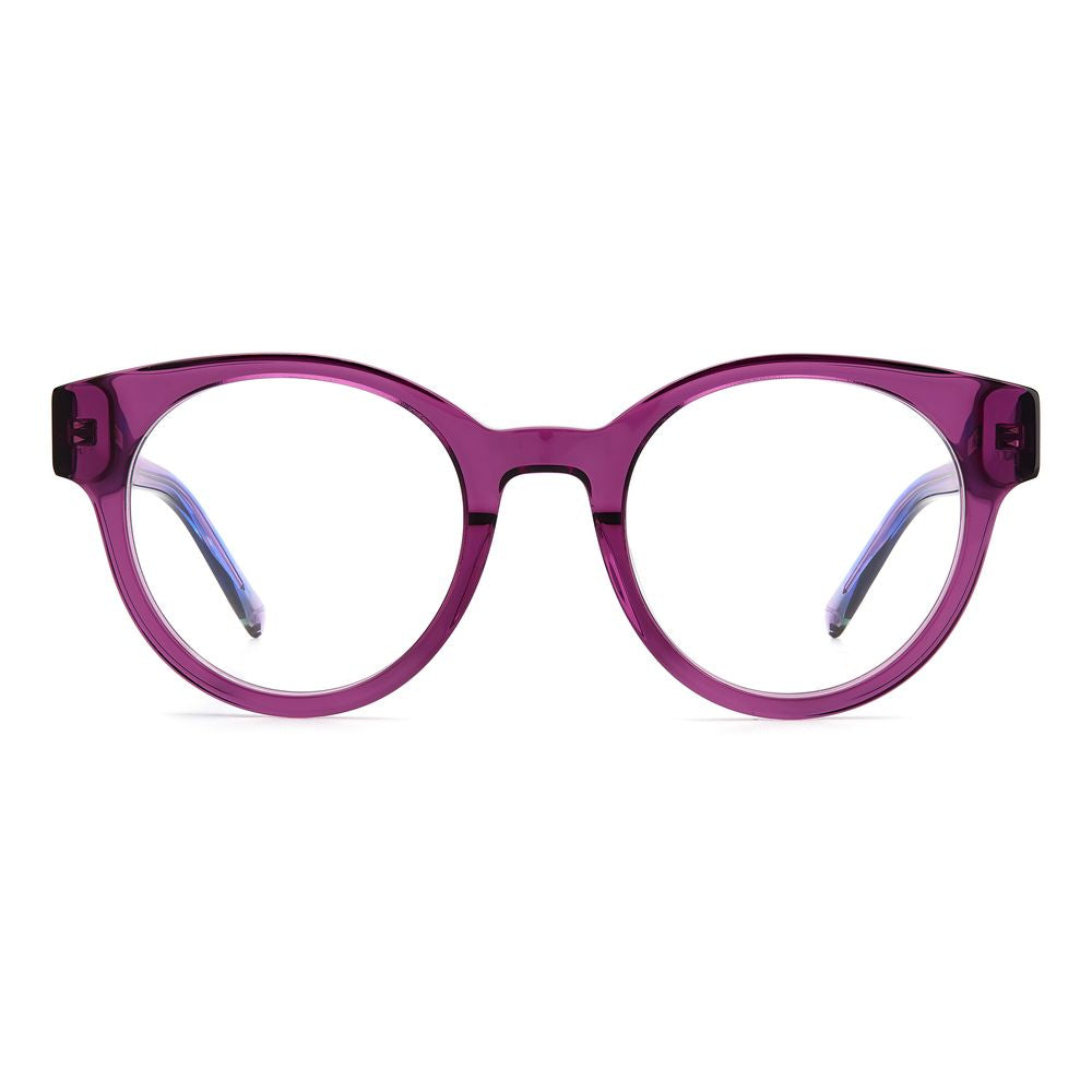 M Missoni Purple Acetate Frames with 48/21/140 mm measurements for women. Stylish, round glasses in vibrant purple color.