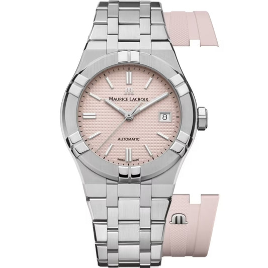 MAURICE LACROIX MOD. AIKON AUTOMATIC LIMITED SUMMER EDITION women's watch, stainless steel, 39mm, pink dial, Swiss made.
