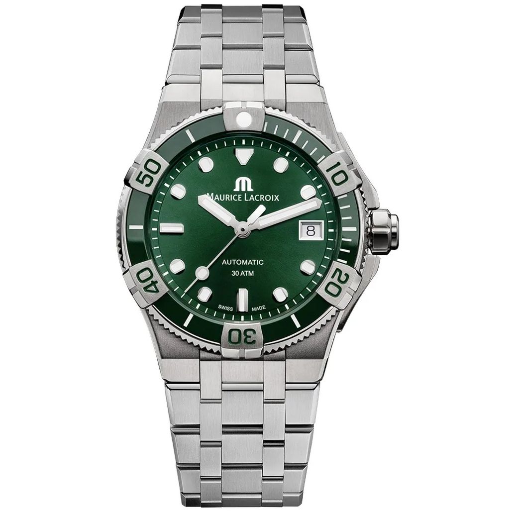 MAURICE LACROIX MOD. AIKON AUTOMATIC wristwatch with stainless steel bracelet, 38mm case, water resistant to 30 ATM, Swiss made.