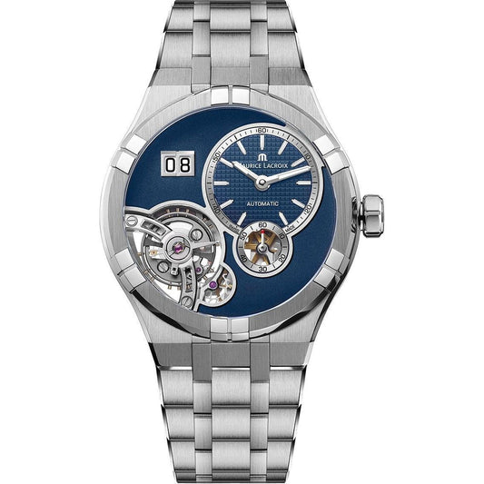 MAURICE LACROIX MOD. AIKON MASTER GRAND DATE wristwatch, 45mm stainless steel, automatic movement, featuring sapphire dial and date function.