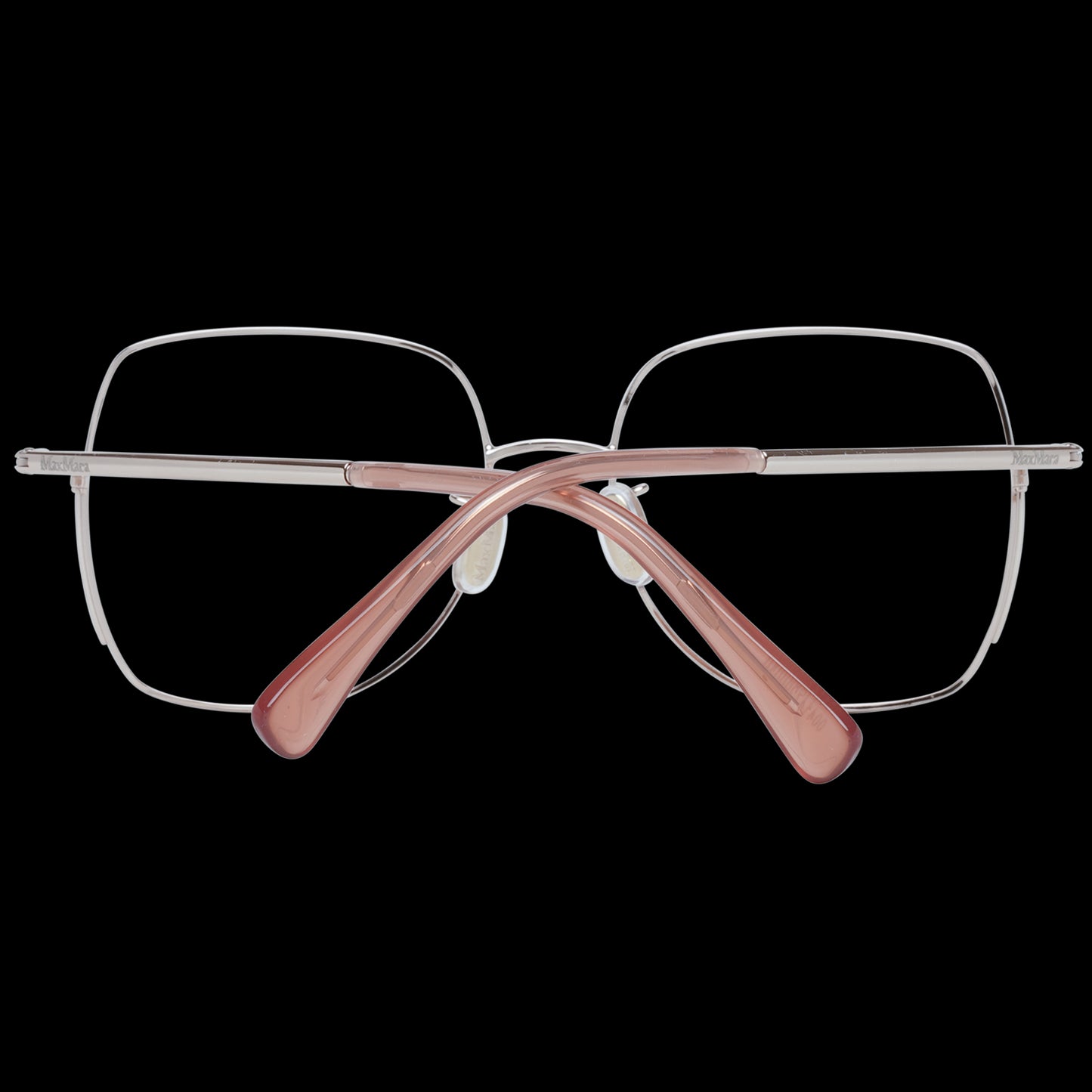 MAX MARA MOD. MM5020-D 55028 lady eyeglasses with silver frame and pink temples, rear view.