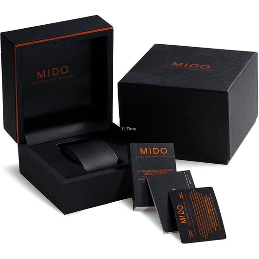 MIDO MOD. OCEAN STAR 600 CHRONOMETER watch packaging with warranty card and instructions.