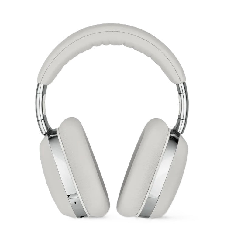 MONTBLANC LEATHER Mod. MB-01 unisex smart headphones in white leather, displayed with official packaging.