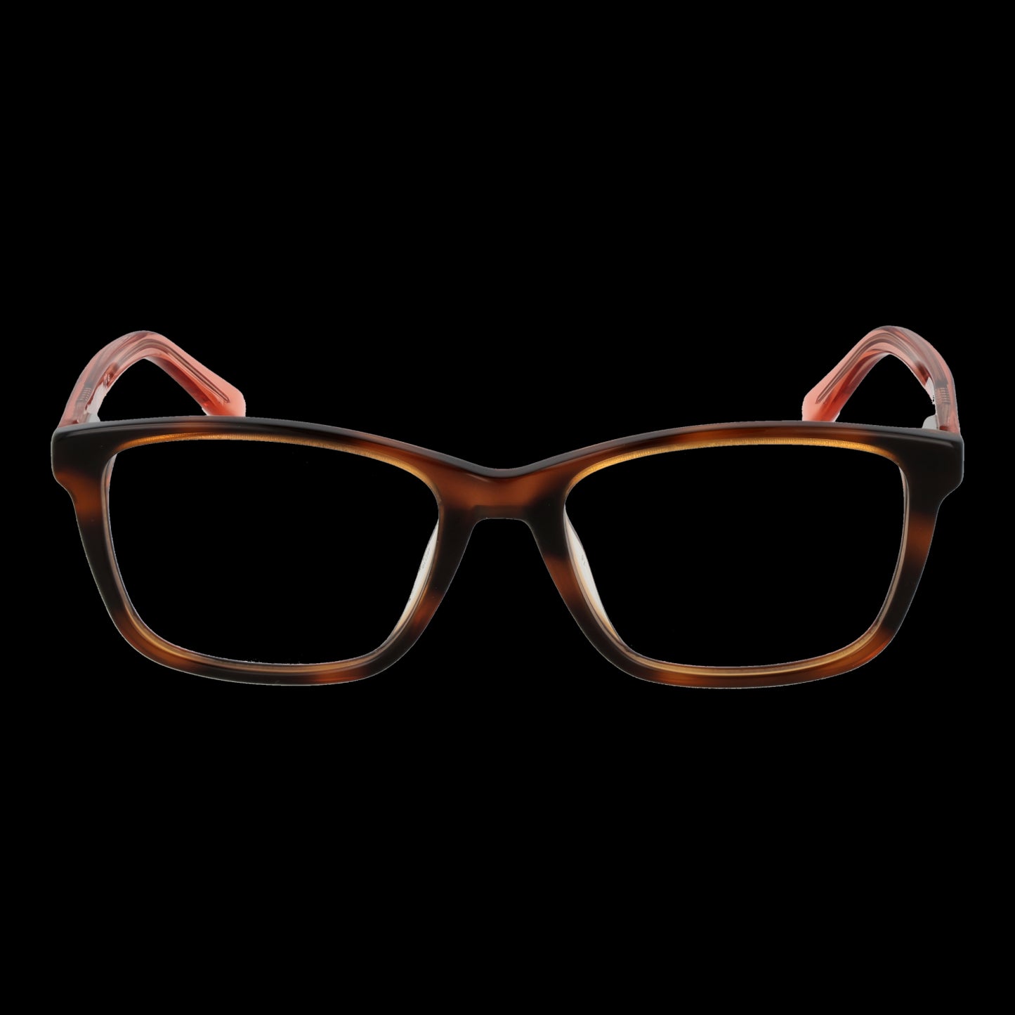 MOSCHINO LOVE MOD. MOL566_TN 4905L16 brown and pink rectangular eyeglasses on black background