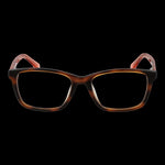 MOSCHINO LOVE MOD. MOL566_TN 4905L16 brown and pink rectangular eyeglasses on black background