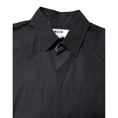 MSGM Black Printed Short Sleeves Collared Men Casual Shirt