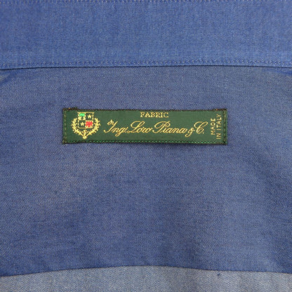 Label of Made in Italy Blue Cotton Men's Shirt by Loro Piana, showcasing Italian quality craftsmanship.