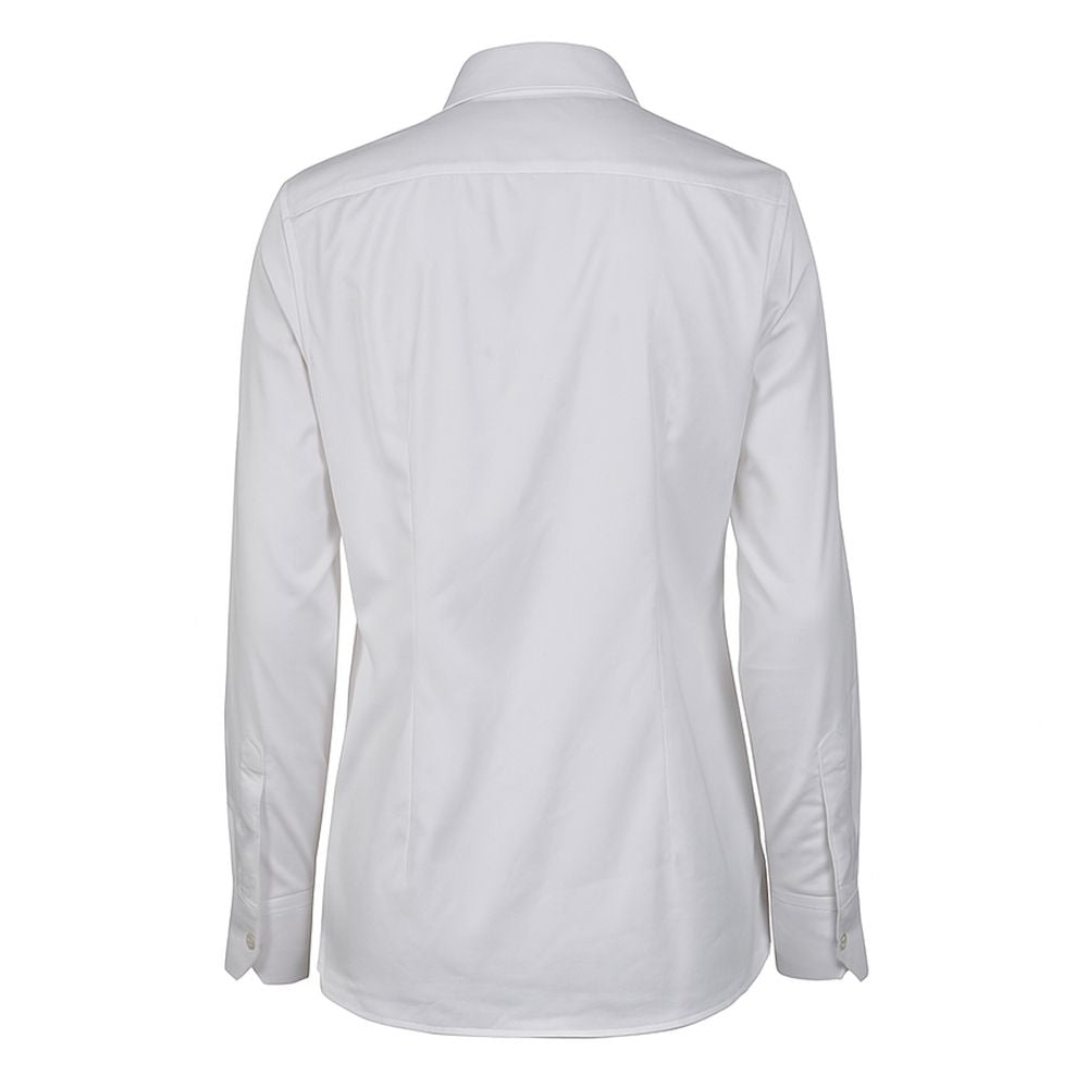Back view of Made in Italy White Cotton Women's Shirt with a sophisticated collar and button closure, tailored for elegance and comfort.