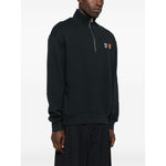 Maison Kitsuné MAISON KITSUNE' Sweaters Grey with half zip, fox motif, ribbed cuffs, and hem cotton sweatshirt viewed on a model