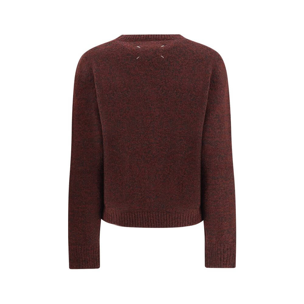 Margiela Bordeaux Fleece Wool Sweatshirt with brushed finish and signature four stitches on the back for a unique vintage appeal.