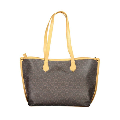 Mario Valentino Brown Polyethylene Handbag with two handles, two compartments, central pocket, and logo with contrasting details.