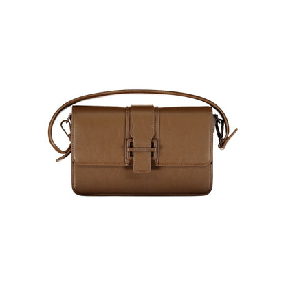 Mario Valentino Brown Polyethylene Women Handbag with adjustable strap and compartments, eco-friendly luxury fashion accessory.