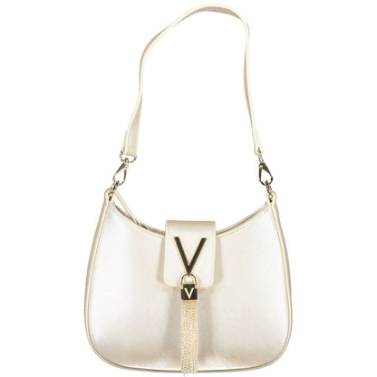 Mario Valentino Silver Polyethylene Women Handbag with removable shoulder strap and chain, elegant design for versatile use.
