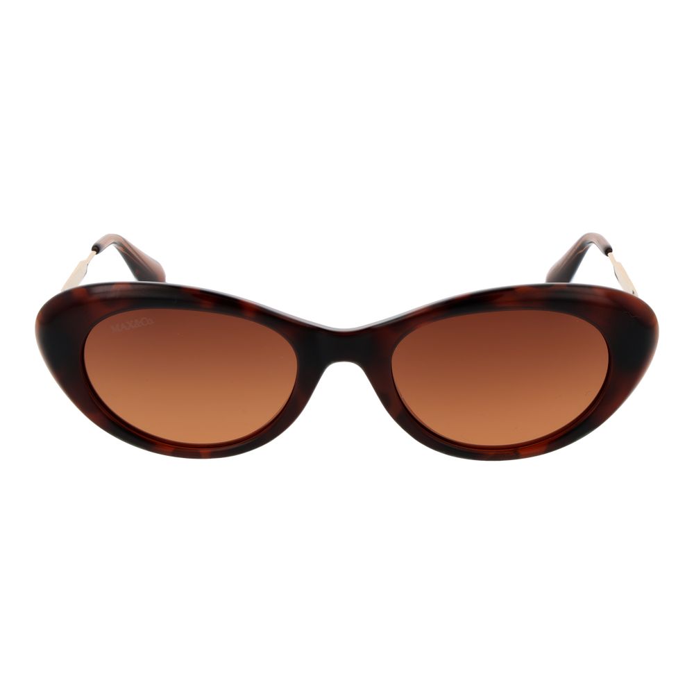 Max & Co Brown Stainless Steel Sunglasses with full-rim oval frame and gradient lenses, 100% UVA & UVB protection, women's fashion accessory.