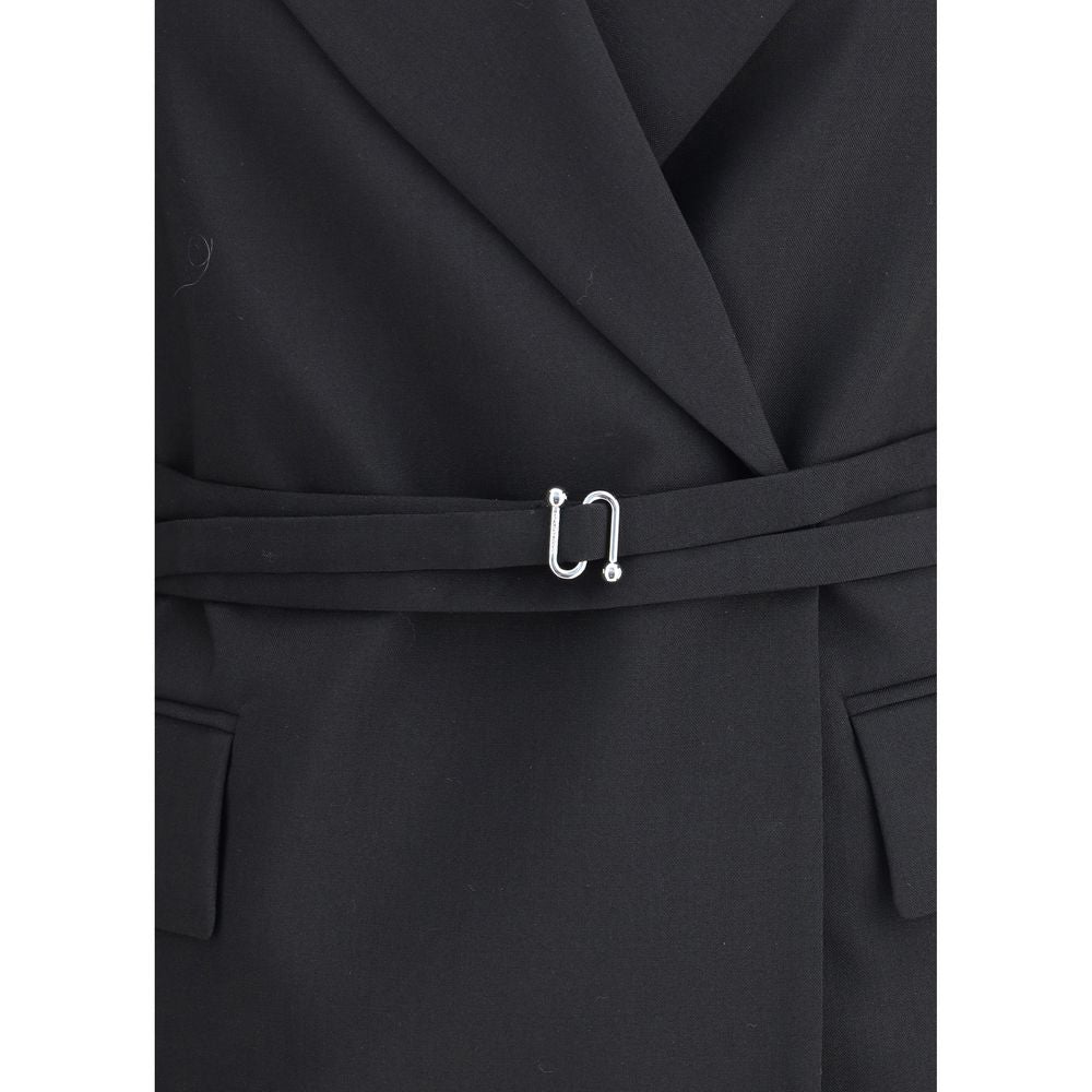 Max Mara Black Fleece Wool Full-Length Jacket