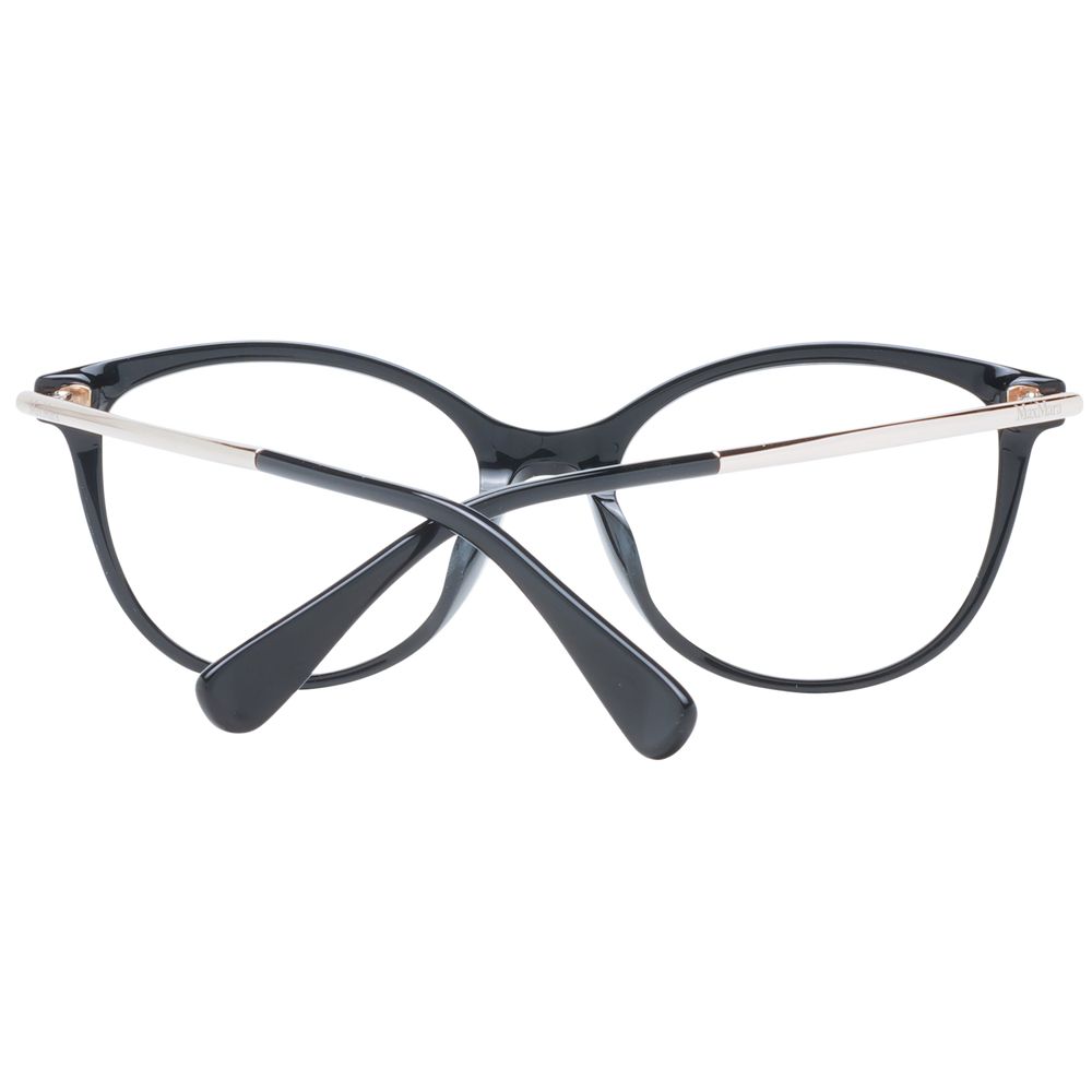 Max Mara Black Women Glasses Frame with full-rim butterfly style, black metal & plastic, demo lenses, size 53-17-145, includes branded case.
