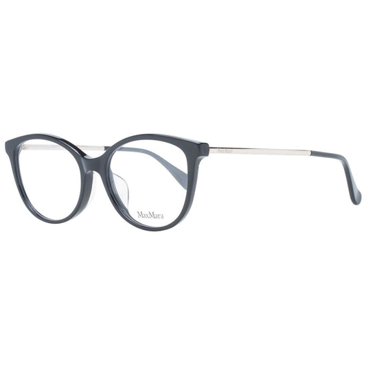 Max Mara Black Women Glasses Frame, full-rim butterfly style with black metal and plastic construction, 53-17-145 size, includes branded case.