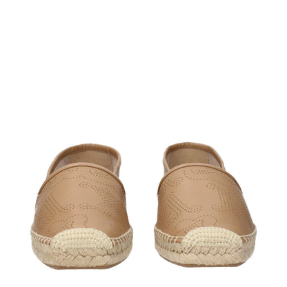 Max Mara Brown Leather Espadrilles with logo detail, MPN 23452101316001, shown from front view.