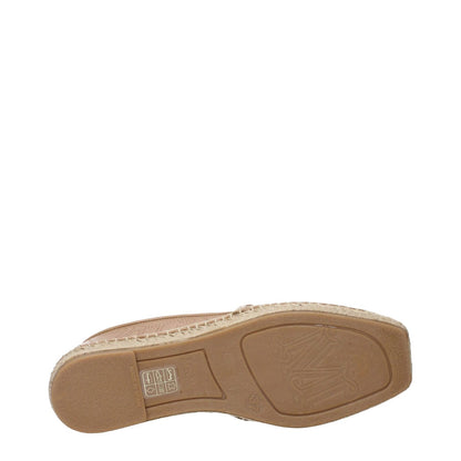 Bottom view of Max Mara Brown Leather Espadrilles featuring the detailed sole design and logo.