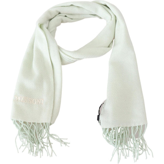 Missoni Missoni Elegant White Cashmere Scarf MS2045 Category-Accessories,Gender-Men,Green,Material: 100% Cashmere,Men,Missoni,New with tags,Scarves - Men - Accessories,Subcategory-Scarves