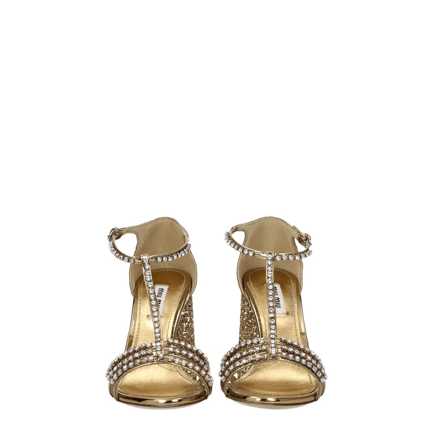 Miu Miu Gold Plastic Platform Sandals