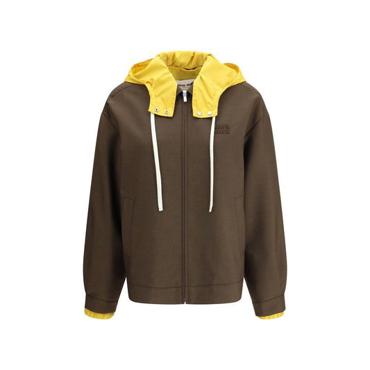 Miu Miu Hooded Bomber Jacket 1728,72470364320,Brown,Clothing,IT38 | S,Jackets & Coats - Women - Clothing,Miu Miu,New with tags,Women,Women - Clothing Miu Miu MI-ML1268SOOO17HVF04NJ-IT38 | S