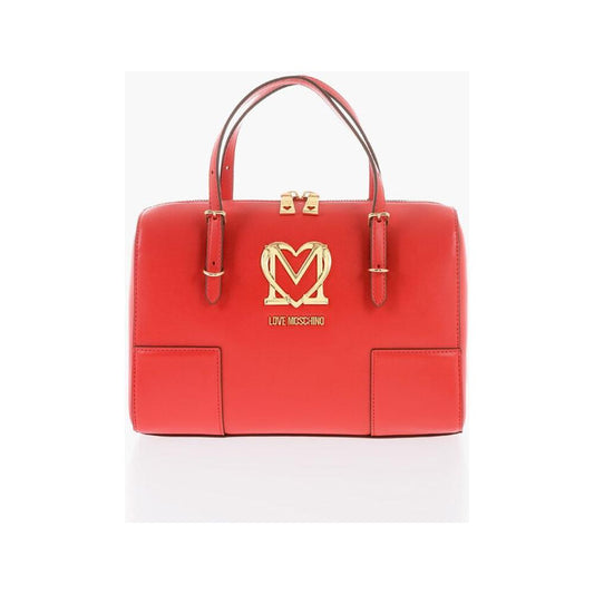 Moschino Moschino LOVE Faux Leather Handbag with Metal Golden Logo MOP490441GD 1728,74866327712,Bags,Moschino,New with tags,Red,Tote Bags - Women - Bags,Women,Women - Bags
