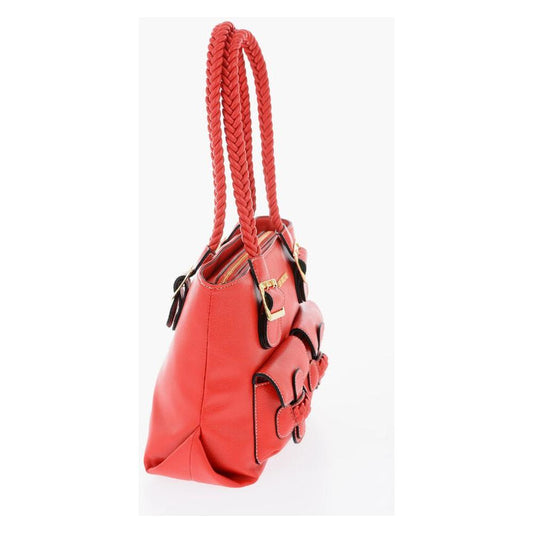 Moschino Moschino LOVE Faux Leather Shoulder Bag with Braided Handle MOP490733GD 1728,74866327712,Bags,Moschino,New with tags,Red,Shoulder Bags - Women - Bags,Women,Women - Bags