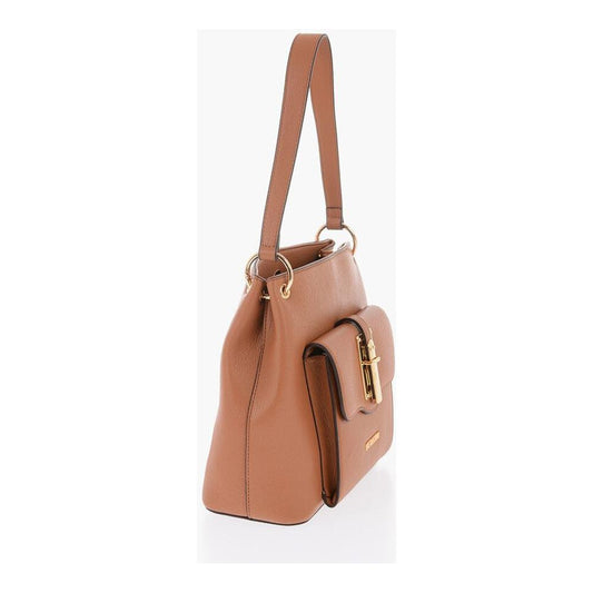 Moschino Moschino LOVE Faux Leather Shoulder Bag with Golden Details MOP490724GD 1728,74866327712,Bags,Brown,Moschino,New with tags,Shoulder Bags - Women - Bags,Women,Women - Bags