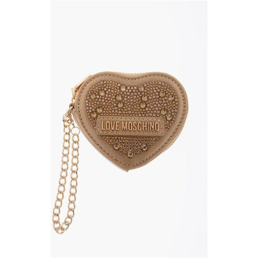 Moschino Moschino LOVE Heart-Shaped Coin Purse Embellished with Rhinestones MOP571714GD 1728,74866327712,Bags,Gold,Moschino,New with tags,Wallets - Women - Bags,Women,Women - Bags