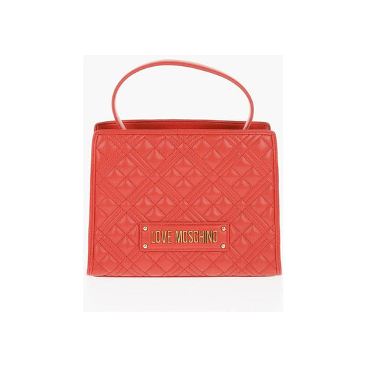 Moschino Moschino LOVE Quilted Faux Leather Bag with Removable Shoulder Strap MOP537873GD 1728,74866327712,Bags,Moschino,New with tags,Red,Tote Bags - Women - Bags,Women,Women - Bags