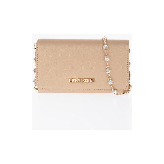 Moschino Moschino LOVE Saffiano Faux Leather Wallet with Removable Chain MOP571711GD 1728,74866327712,Bags,Gold,Moschino,New with tags,Wallets - Women - Bags,Women,Women - Bags