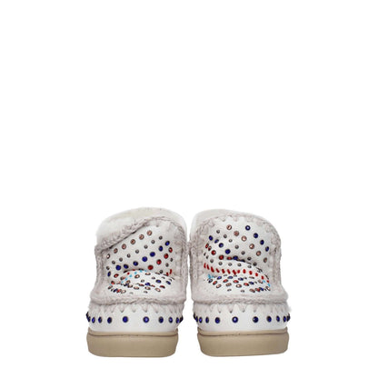 Mou White Leather Ankle Boots