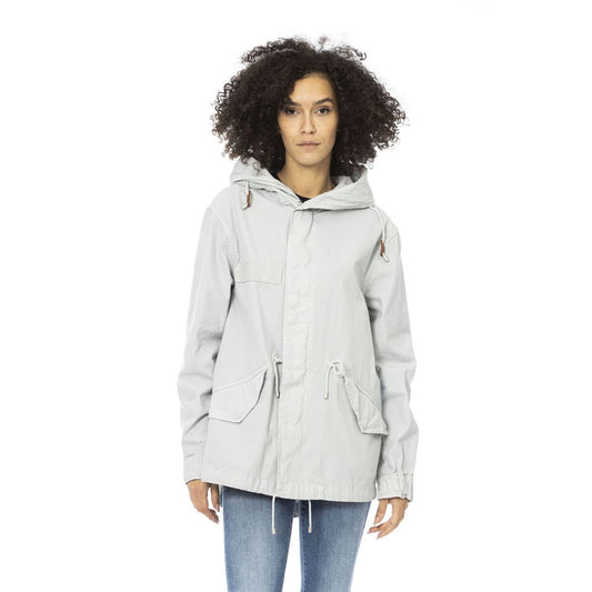 Mr&Mrs Italy Silver Cotton Women Parka Jacket