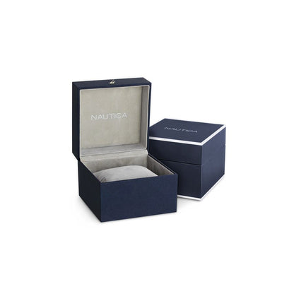 NAUTICA Mod. NAPCPS902 official packaging box for gent's quartz analog watch with multifunction features.