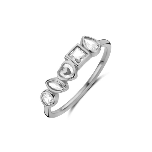 NEW BLING Mod. 9NB-1574-58 elegant silver ring with clear stones