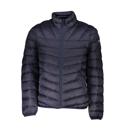 Napapijri Blue Polyamide Jacket with long sleeves, 2 external pockets, 2 internal pockets, zip closure, and logo application.