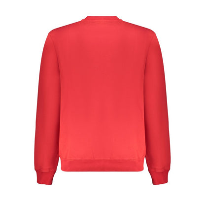 Napapijri Red Organic Cotton Men Sweater back view with long sleeves and bold color.