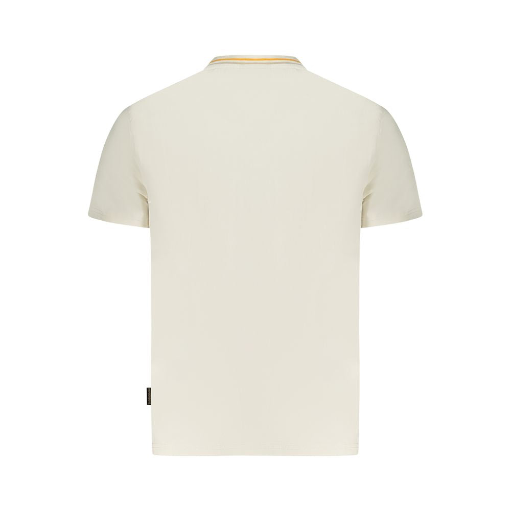 Back view of Napapijri White Cotton T-Shirt, relaxed fit, crew neck, with contrasting details, made of 100% organic cotton.