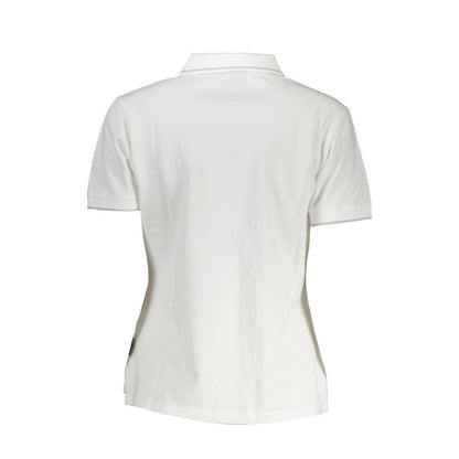 Napapijri White Cotton Women Polo Shirt back view, showcasing sleek design and high-quality fabric.