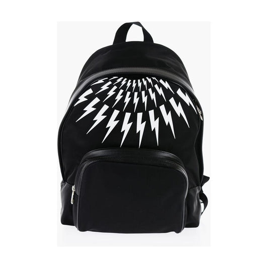 Neil Barrett Neil Barrett Fabric FAIR-ISLE THUNDERBOLT Backpack NEP589270GD 1728,74866327712,Backpacks - Men - Bags,Bags,Black,Men,Men - Bags,Neil Barrett,New with tags
