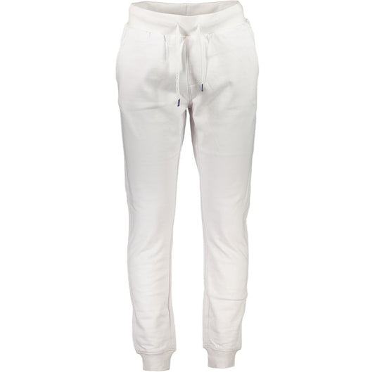 North Sails Bianco Cotton Men's Sport Trouser with elastic waist and drawstring, eco-friendly fabric, white color.