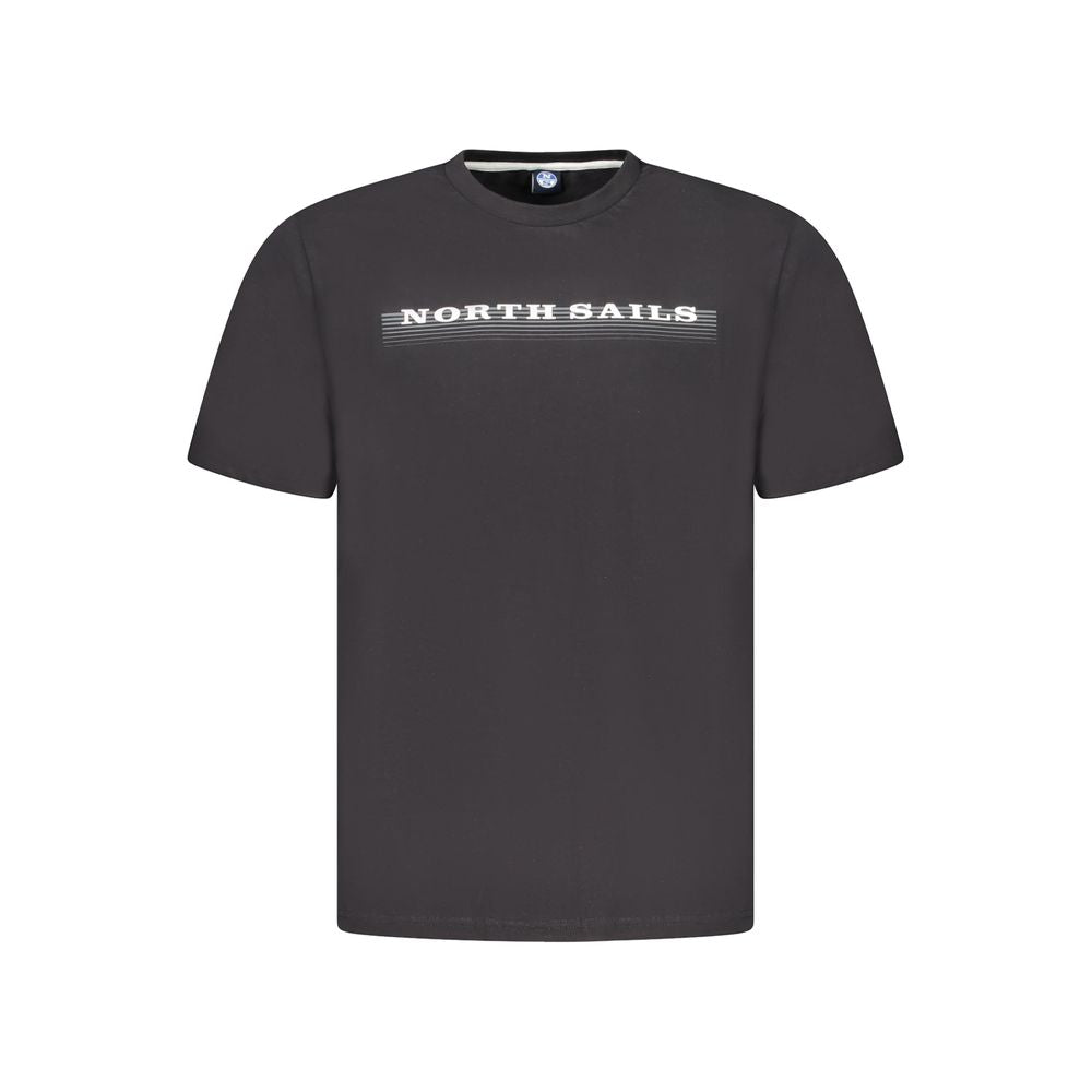 North Sails Black Cotton Men TShirt featuring iconic logo on front, perfect for modern style and comfort.