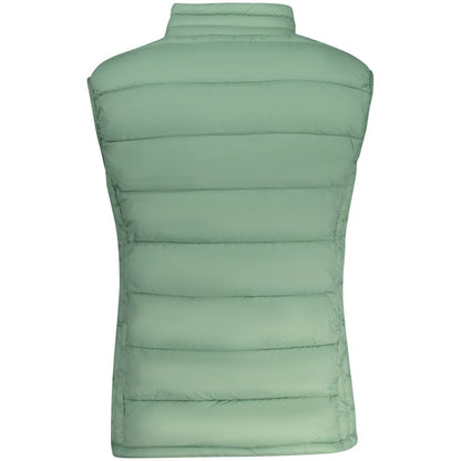 Back view of North Sails Green Polyamide Women Jacket with padded design and sleek green finish, showcasing style and functionality.