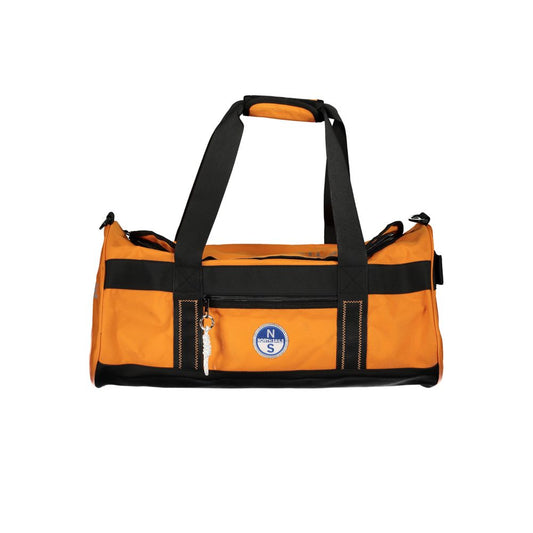North Sails Orange Polyester Handbag with duffle design, adjustable strap, logo, contrasting details, and zip closure, 45 liters capacity.