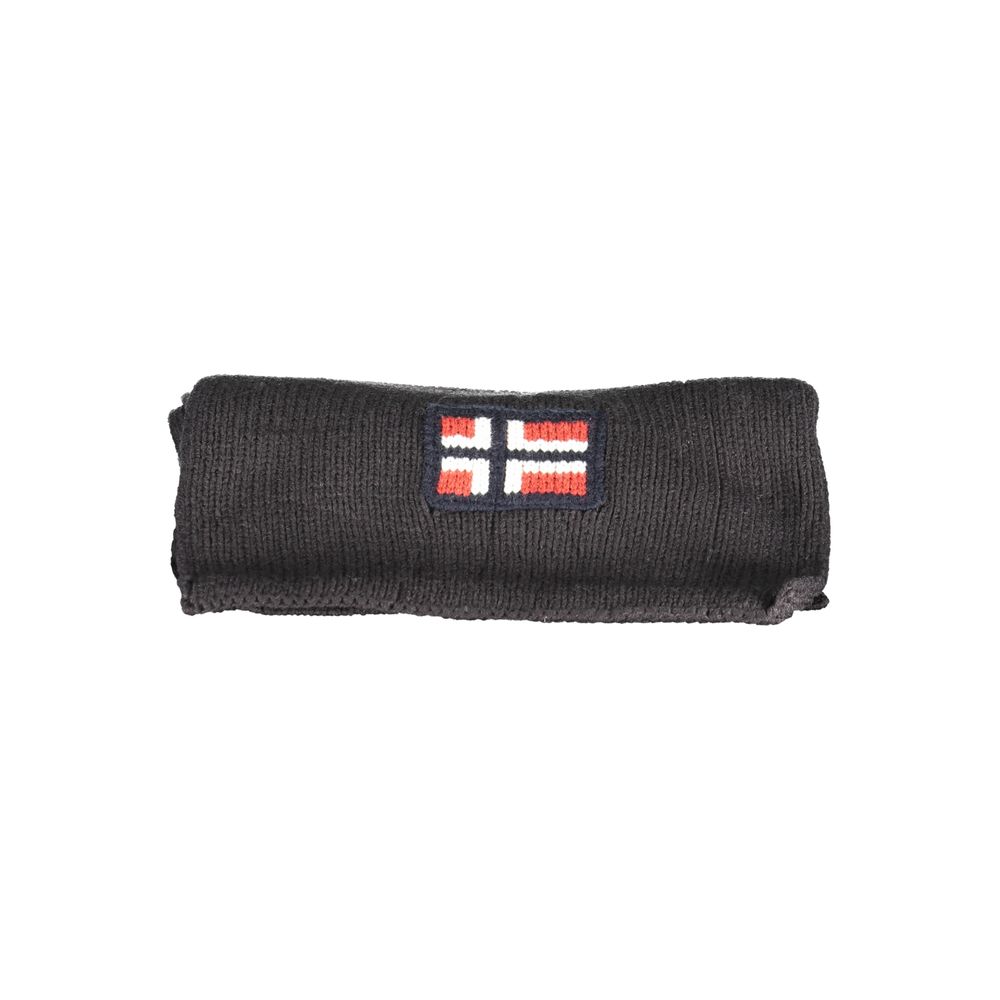 Norway 1963 Black Marabou Men Scarf folded with brand logo embroidery, luxurious style for discerning gentlemen.